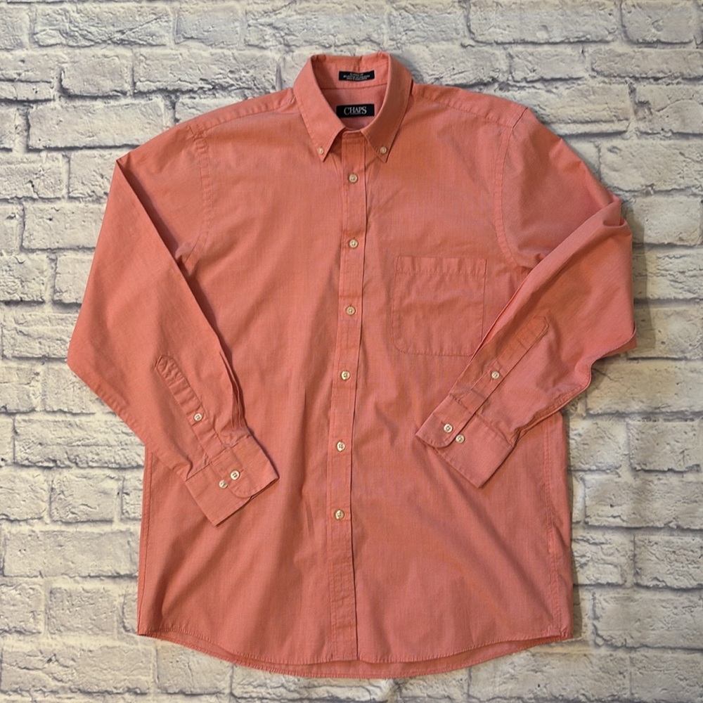 Chaps Classic Fit Mini Check Long Sleeve Dress Shirt Button Down Size 15.5 32/33